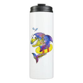 Niedlicher Whimsical Colorful Shark in Floor Thermosbecher