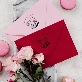 Niedlicher Whimsical Couple Doodle | Monografische Gummistempel