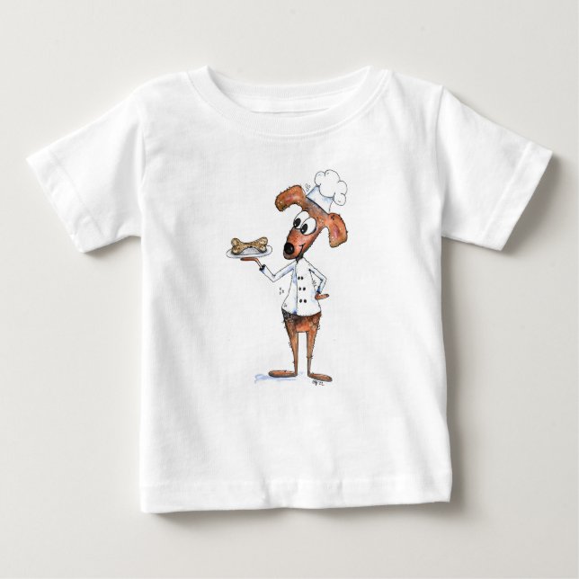 Niedlicher Whimsical Dog Koch Baby T-shirt (Vorderseite)