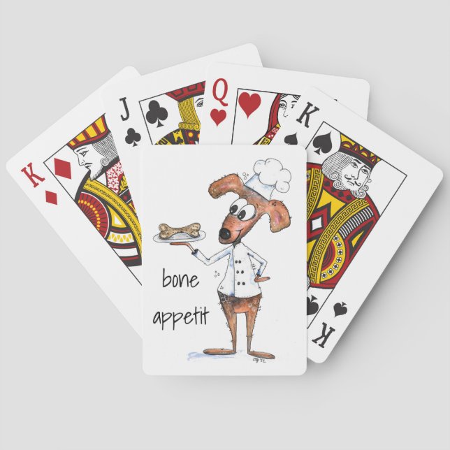 Niedlicher Whimsical Dog Koch Spielkarten (Rückseite)