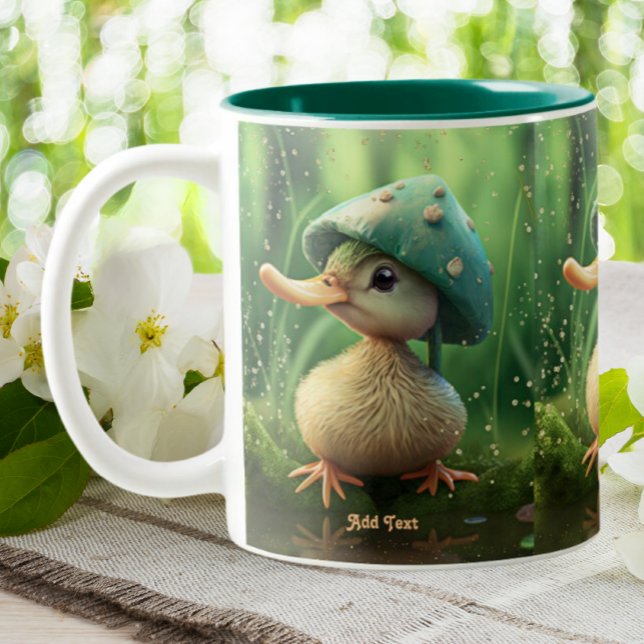 Niedlicher Whimsical Duck Mushroom Hat Personalisi Zweifarbige Tasse (Von Creator hochgeladen)