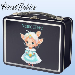 Niedlicher Whimsical Girl Fairy Fantasy Cartoon Gr Metall Brotdose