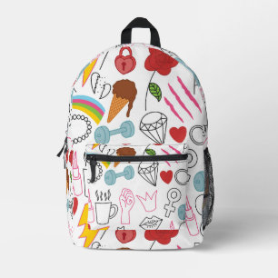 Niedlicher Whimsical Girl Power Doodle Retro Bedruckter Rucksack