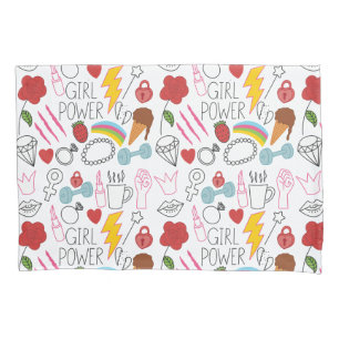 Niedlicher Whimsical Girl Power Doodle Retro Kissenbezug
