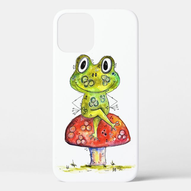 Niedlicher Whimsical Green Frosch auf Toadstool Case-Mate iPhone Hülle (Rückseite)