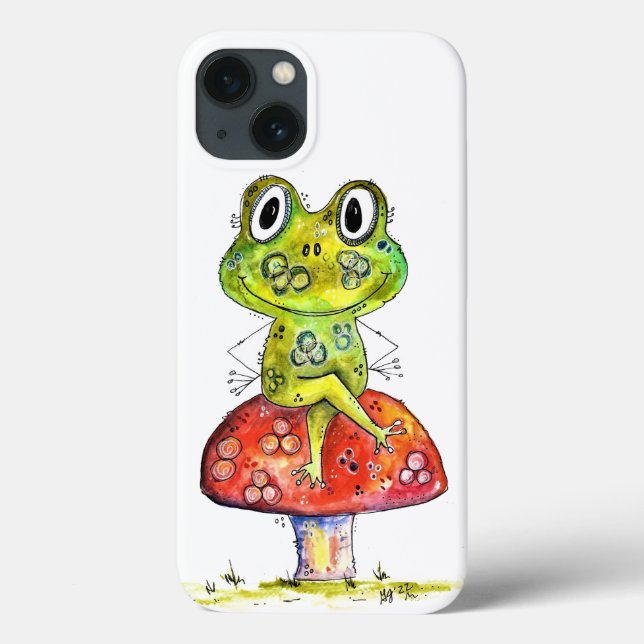 Niedlicher Whimsical Green Frosch auf Toadstool Case-Mate iPhone Hülle (Rückseite)