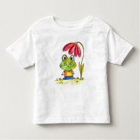 Niedlicher Whimsical Green Frosch unter einer rote