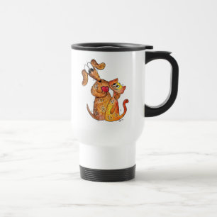 Niedlicher Whimsical Hund und Katze Reisebecher