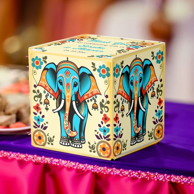 Niedlicher Whimsical indischer Hochzeitelefant vie Geschenkschachtel (Cute whimsical ornate Indian elephant favor gift box Indian wedding favors Mehndi Favors)
