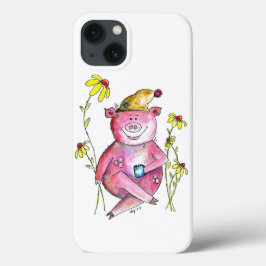 Niedlicher Whimsical Pig Drink Kaffee Case-Mate iPhone Hülle