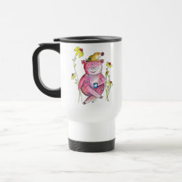 Niedlicher Whimsical Pig Drink Kaffee Reisebecher