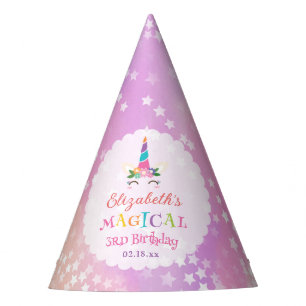 Niedlicher Whimsical Rainbow Unicorn Magischer Geb Partyhütchen