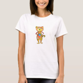 Niedlicher Whimsical Tired Cat Drink Kaffee T-Shirt
