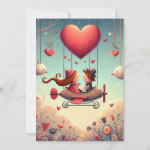 Niedlicher Whimsical Valentinstag Ballon Feiertagskarte