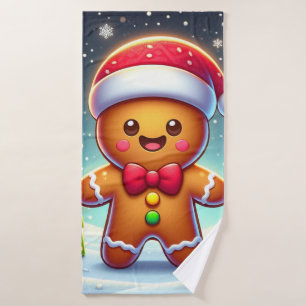Niedlicher Whimsical Weihnachten/Winter Lebkuchen Badehandtuch