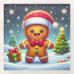 Niedlicher Whimsical Weihnachten/Winter Lebkuchen  Glasuntersetzer