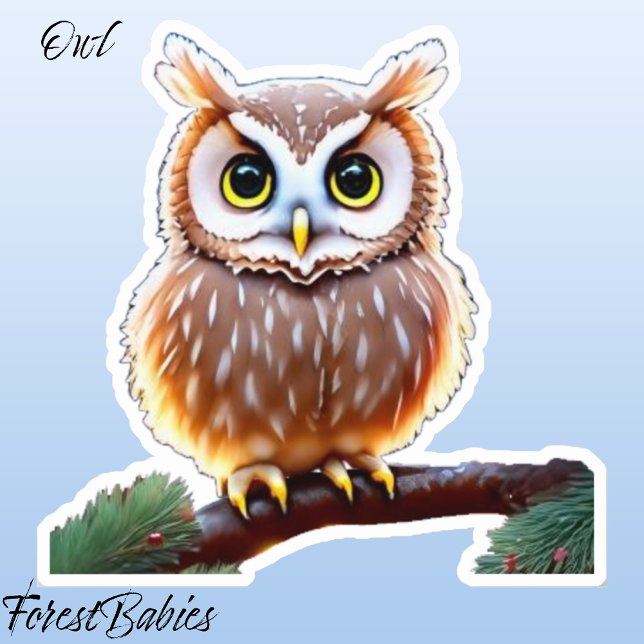 🦉 Niedlicher Whimsical Wildlife Bird, Naturei Aufkleber (Owl ForestBabies Sticker)