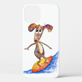 Niedlicher Whimsikaler Hund auf der Surfboard Case-Mate iPhone Hülle