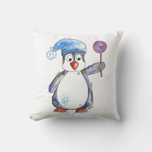 Niedlicher Whimsikaler Pinguin mit Lollipop Kissen