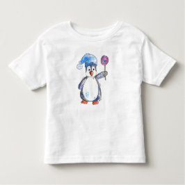 Niedlicher Whimsikaler Pinguin mit Lollipop Kleinkind T-shirt
