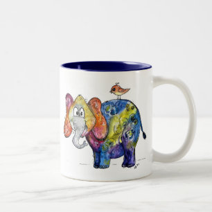 Niedlicher Whimsikfarbener Elefant Zweifarbige Tasse