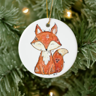 Niedlicher Whimsischer Fox Keramik Ornament