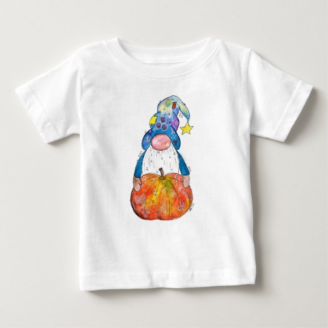 Niedlicher Whimsischer Herbstgnome mit Pumpkin Baby T-shirt (Vorderseite)