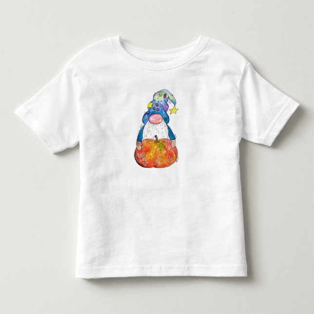 Niedlicher Whimsischer Herbstgnome mit Pumpkin Kleinkind T-shirt (Vorderseite)