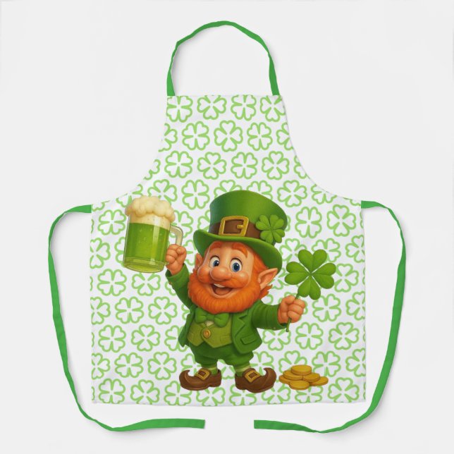 Niedlicher/whimsischer Leprechaun St. Patrick's Da Schürze (Vorderseite)
