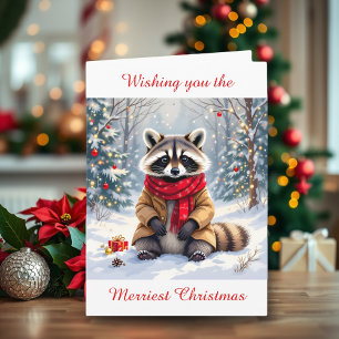 Niedlicher Whimsischer Raccoon Personalisierte Wei Karte
