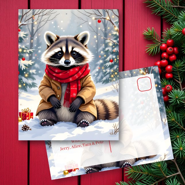 Niedlicher Whimsischer Raccoon Personalisierte Wei Postkarte (Von Creator hochgeladen)