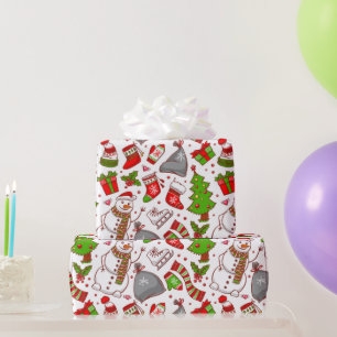 Niedlicher Whimsischer Schneemann Weihnachtsfeiert Geschenkpapier