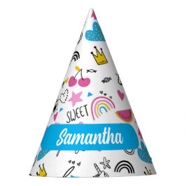 Niedlicher Whimsischer Vorname Unicorn Regenbogenm Partyhütchen
