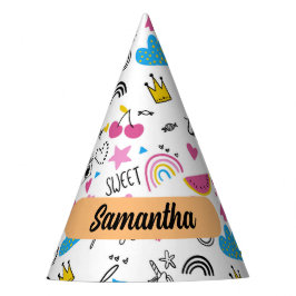 Niedlicher Whimsischer Vorname Unicorn Regenbogenm Partyhütchen
