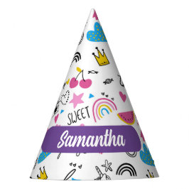 Niedlicher Whimsischer Vorname Unicorn Regenbogenm Partyhütchen