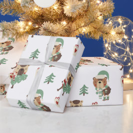 Niedlicher Whimsischer Weihnachtsbär Geschenkpapier