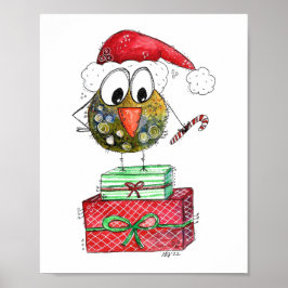 Niedlicher Whimsischer Weihnachtsbird Poster