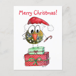 Niedlicher Whimsischer Weihnachtsbird Postkarte