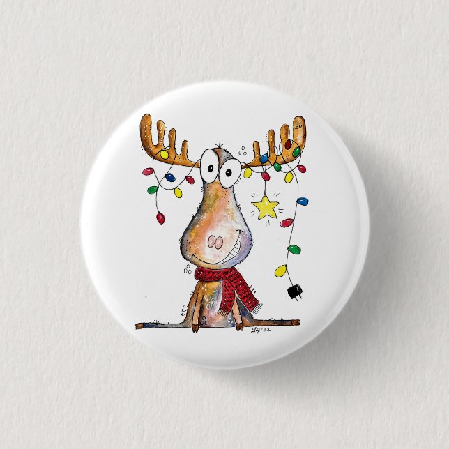 Niedlicher Whimsischer Weihnachtsschlamm Button (Vorderseite)