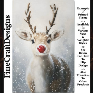 Niedlicher Whimsy Rudolph Reindeer im Schnee BW6 D Seidenpapier