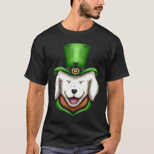 Niedlicher White Dog Golden Retriever Green Hat St T-Shirt