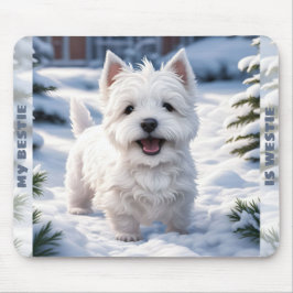 Niedlicher White Dog Westie Winter Snow Individuel Mousepad