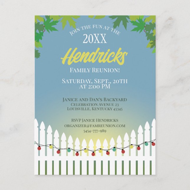 Niedlicher Wiedersehen-Picketzaun Postkarte (Vorderseite)