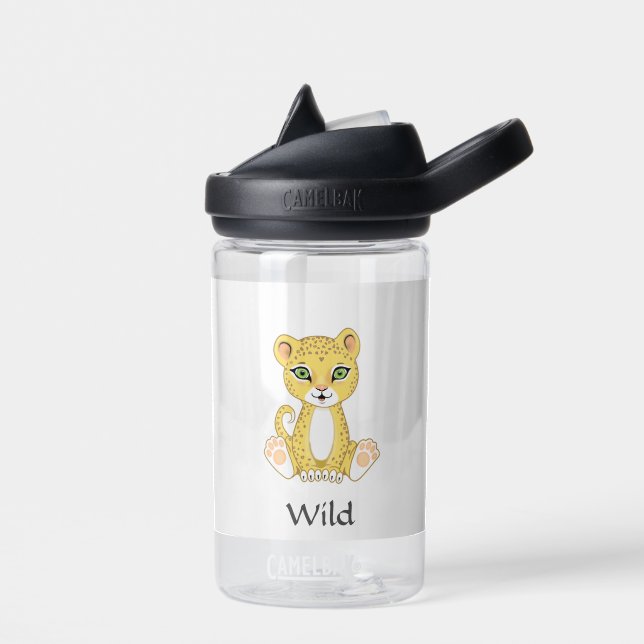 Niedlicher Wild Baby Leopard auf White Trinkflasche (Links)