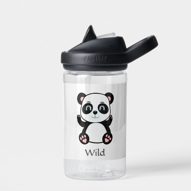 Niedlicher Wild Baby Panda Bär auf Weiß Trinkflasche (Links)