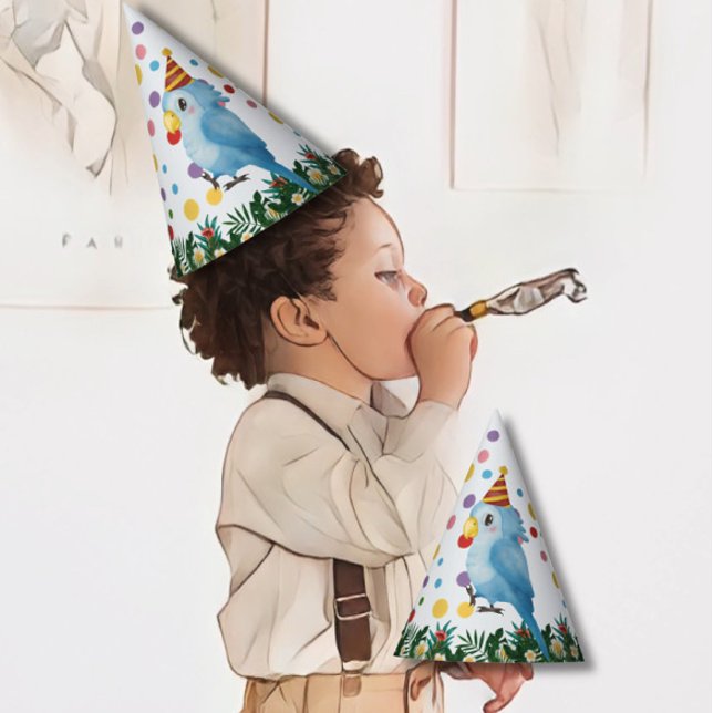 Niedlicher Wild One Tropical Parrot & Confetti Geb Partyhütchen (Von Creator hochgeladen)