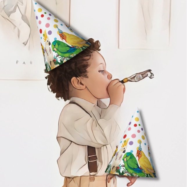 Niedlicher Wild One Tropical Parrots & Confetti Ge Partyhütchen (Von Creator hochgeladen)