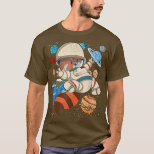 Niedlicher Wildtierfisch Weltraumastronaut Roter P T-Shirt