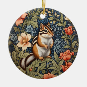 Niedlicher William-Morris-inspirierter Blumenchipm Keramik Ornament