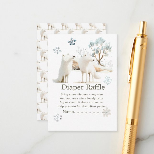 Niedlicher Winter Arctic Wolf Kinderduschmaschine  Begleitkarte (Vorderseite/Rückseite Beispiel)